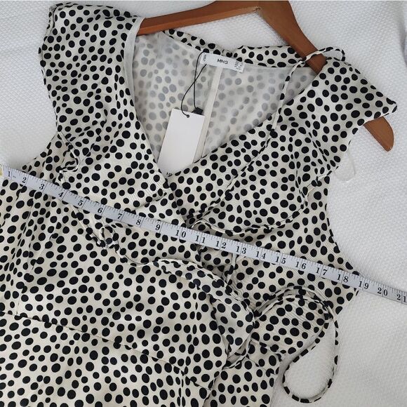 Mango MNG Polka-dot midi ruffle dress peaseant contemporary classic - Picture 13 of 14